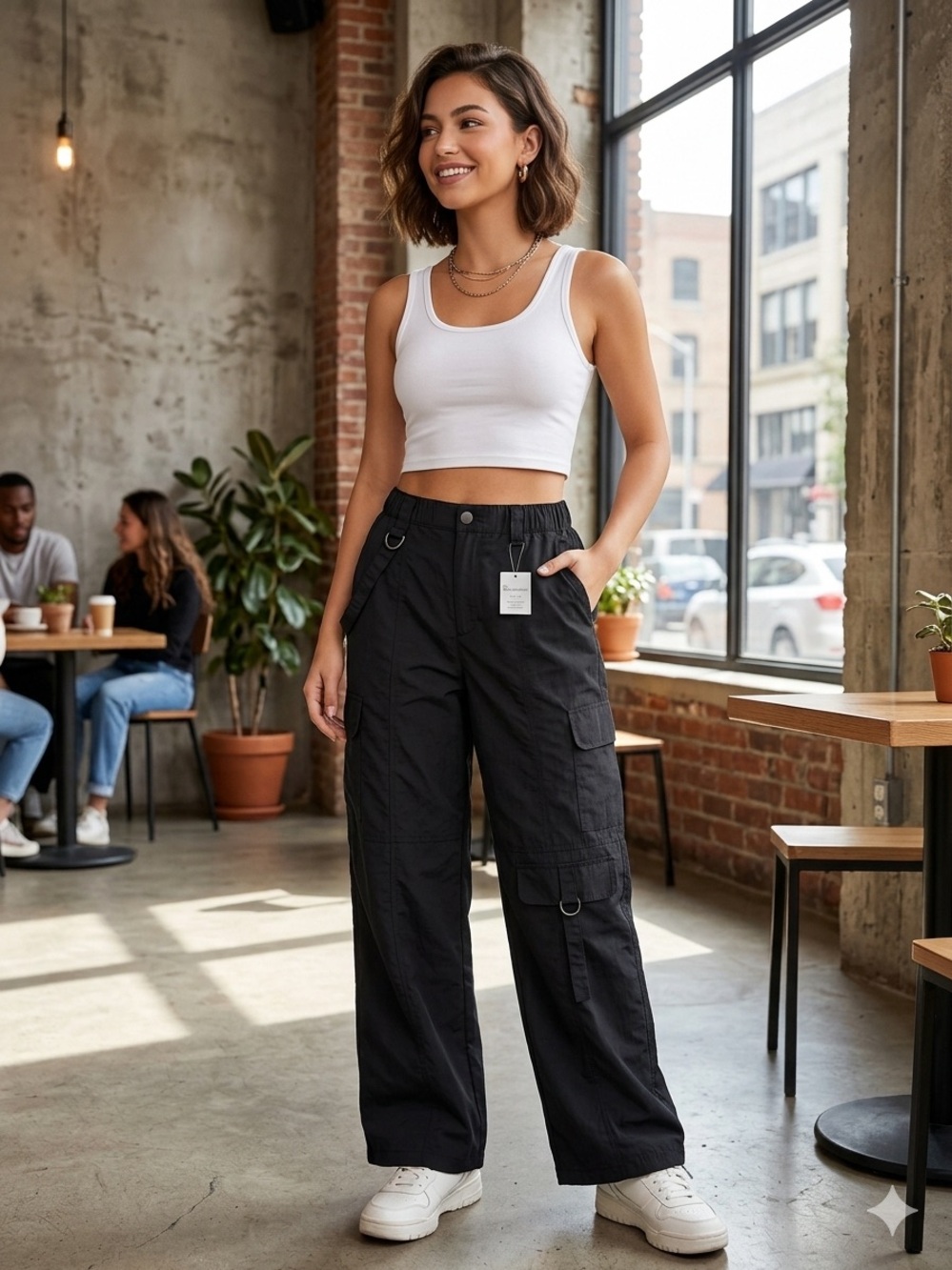 No Boundaries Black Wide Leg Cargo Pants
